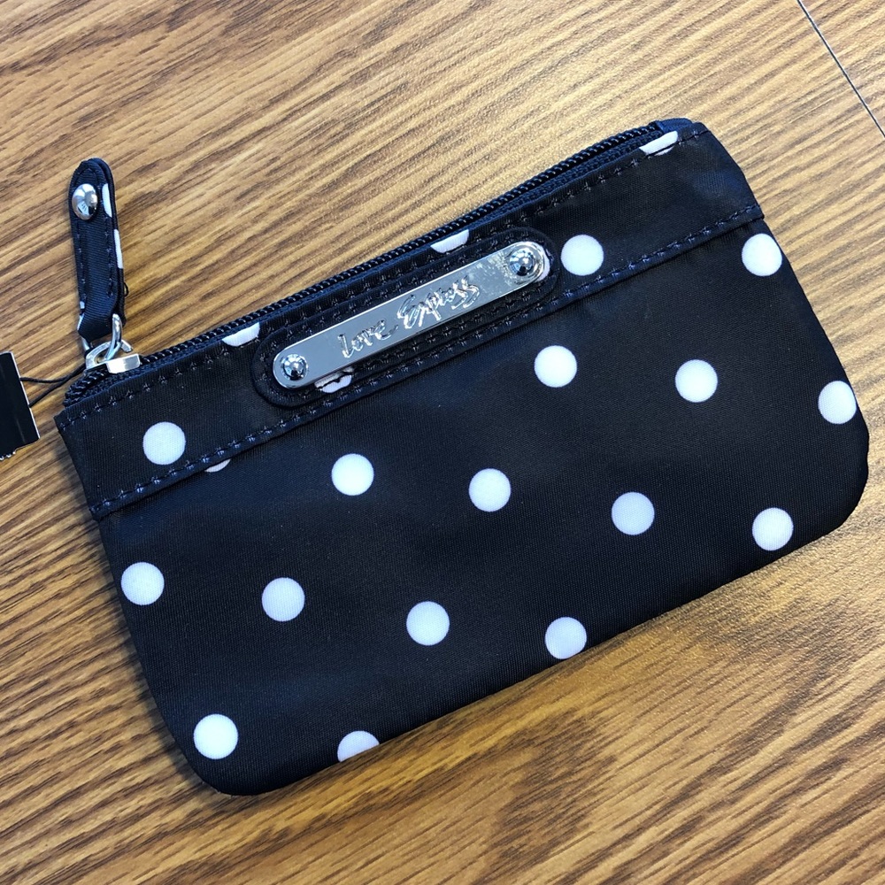 Express Black and White Polka Dot Change Purse